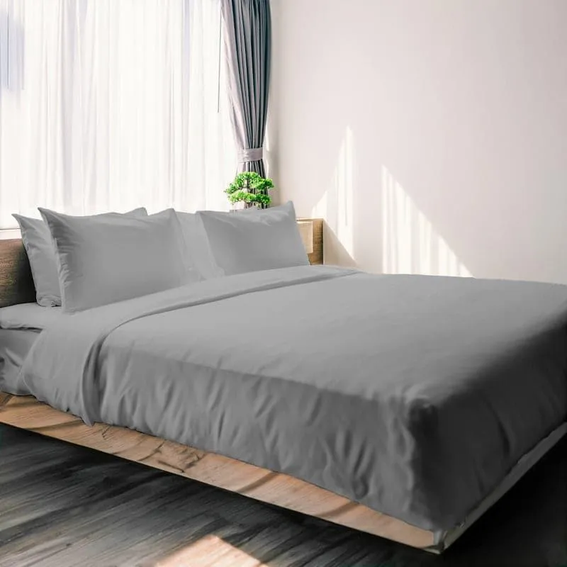 Zuma Solid Cotton Bedsheet (Dark Grey) - 1000 TC media 3