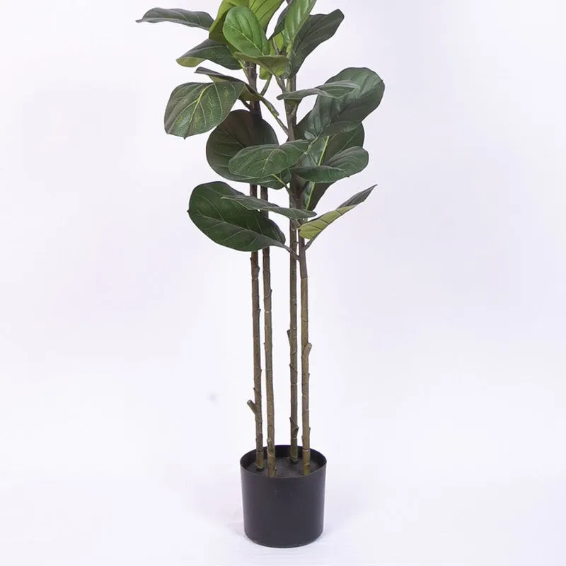 Majestic Fiddle Leaf Fig Artificial Plant With Black Plastic Pot media 6