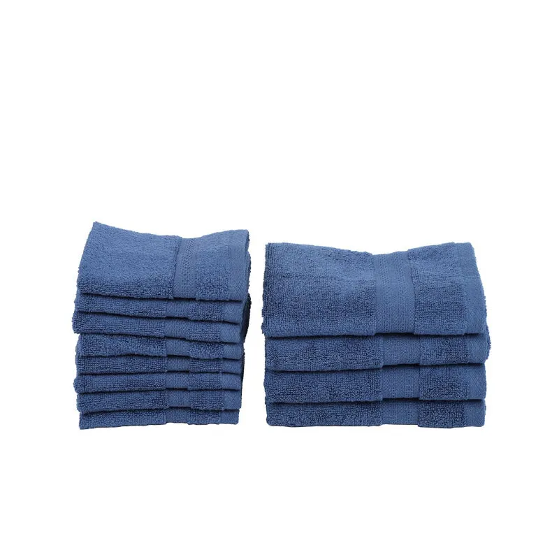 Miorah Hand & Face Towel Combo (Blue) - Set Of Twelve media 4