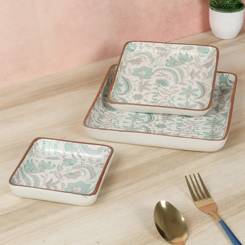 Ceramic Platter (White & Blue) - Set Of Three