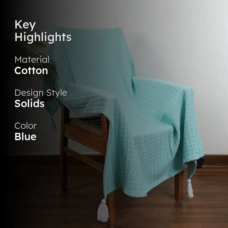 Tender Loom Knitted Cotton Throw - Turquoise media 2