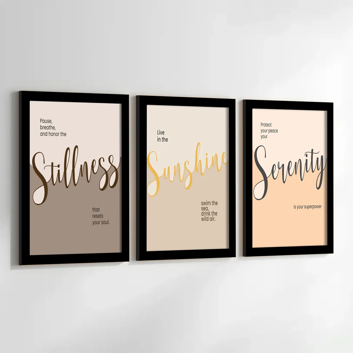 Positive Quote Wall Painting With Frame - Set Of Three media 4