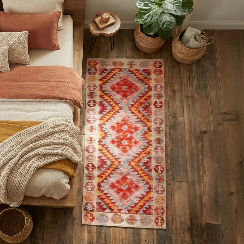 Sharp Angles Cotton Hand Woven Runner Rug