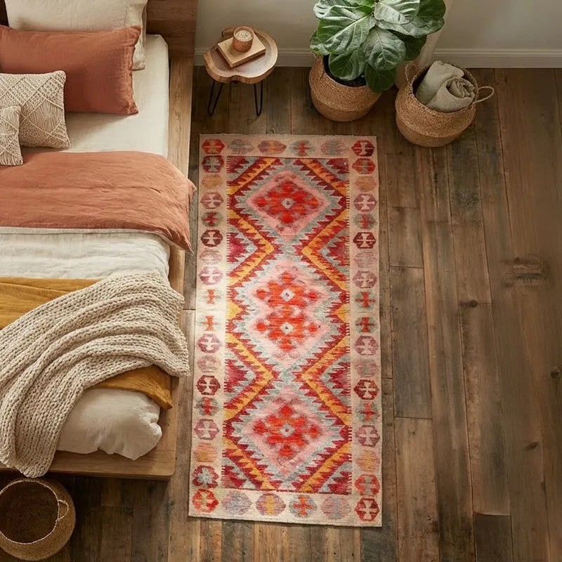 Sharp Angles Cotton Hand Woven Runner Rug media 1