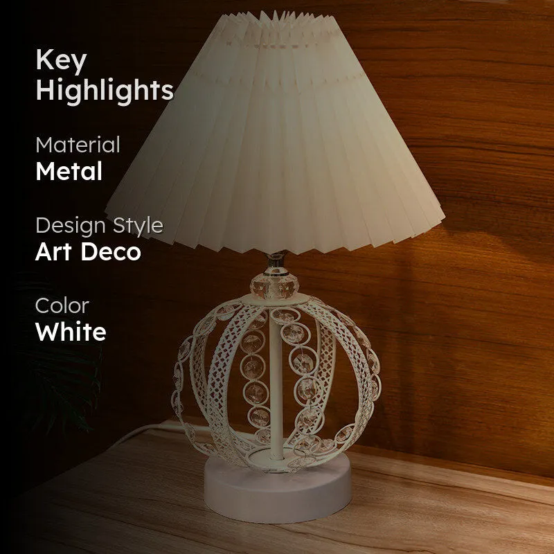 French Pleat Orna Metal Table Lamp - White media 2