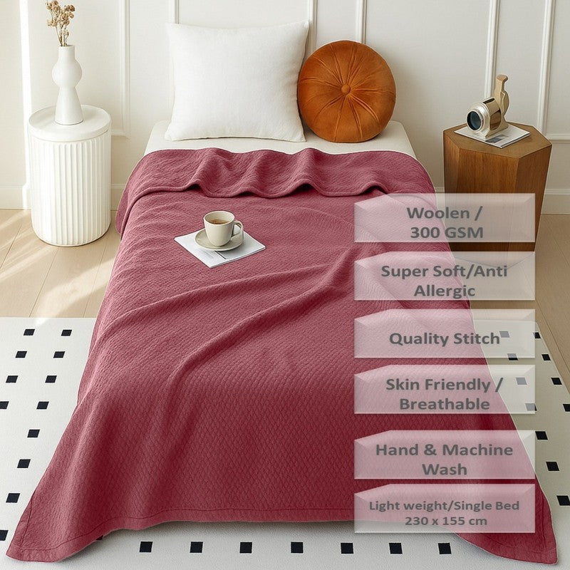 Solida Wool Blankets (Maroon) - 300 GSM media 8