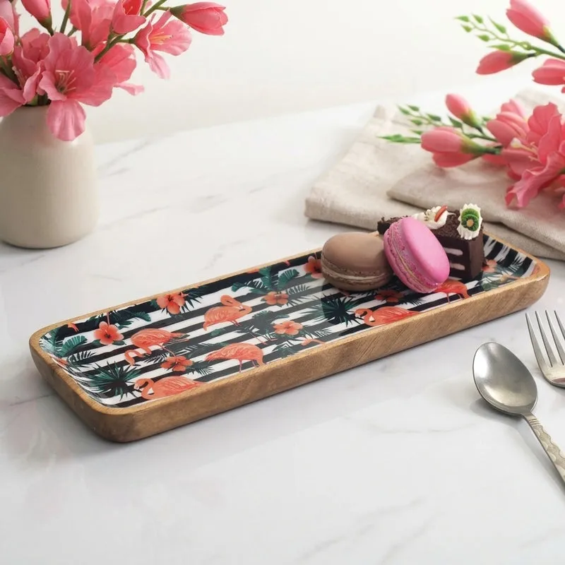 Flamingo Flee Mango Wood Platter media 1