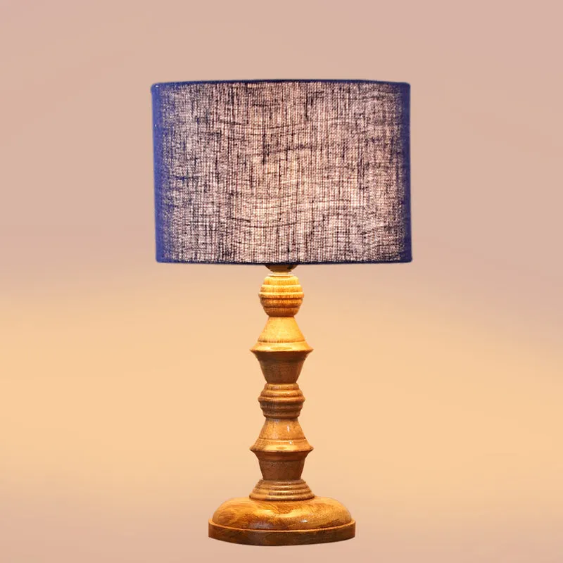 Sienna I Timber Wooden Table Lamp - Blue,Brown media 4
