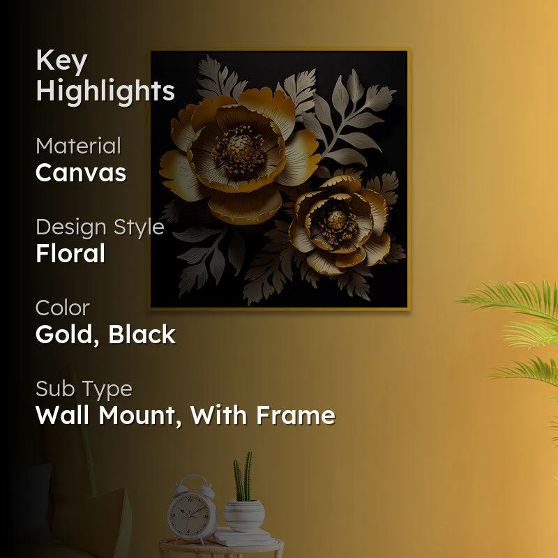 Peony Gild Canvas Wall Art With Frame media 2
