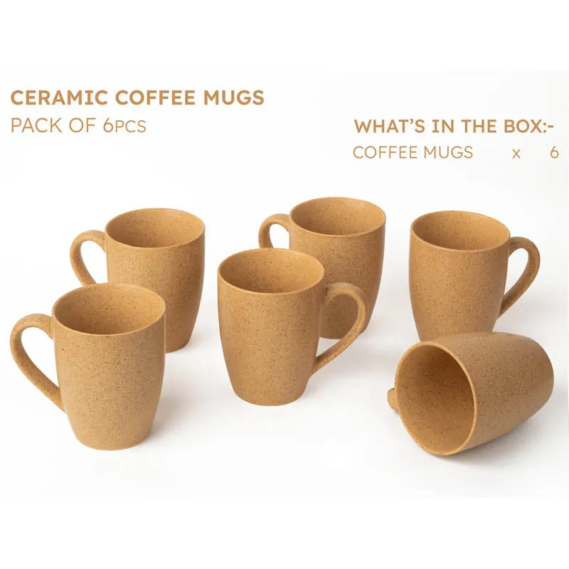 Sip & Style Ceramic Coffee Mug (Mustard Yellow/300 mL Each) - Set Of Six media 4