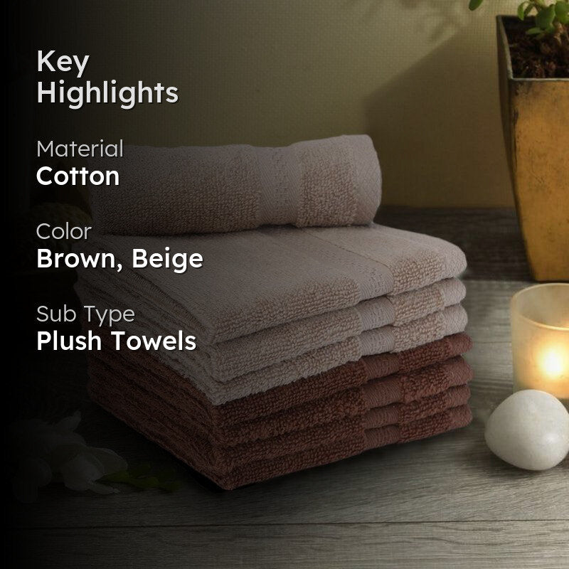 Miorah Face Towel (Beige & Brown) - Set Of Eight media 2