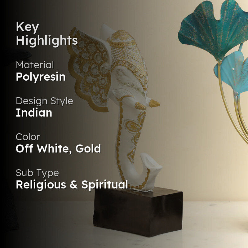 Elegant Elephant Polyresin Showpiece - Gold media 2