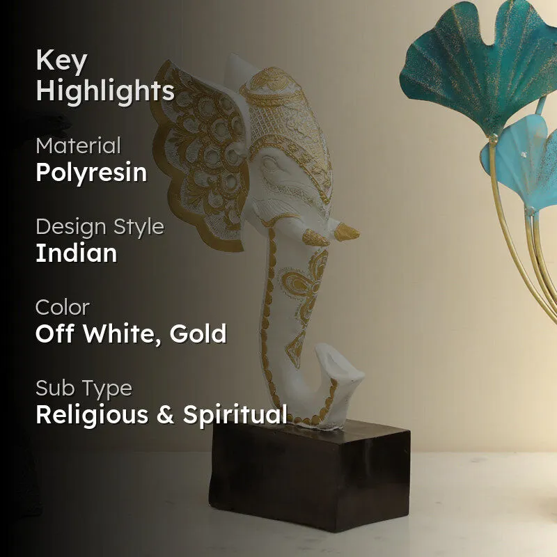 Elegant Elephant Polyresin Showpiece - Gold media 2