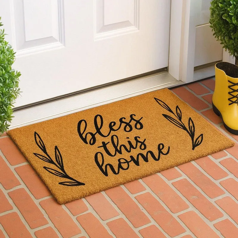 Bless This Home Coir Door Mats - Brown media 1