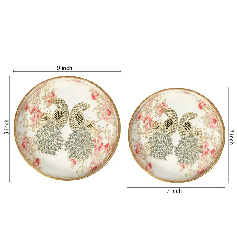 Golden Morni Enamel Coated Serving Tray (Round) - Set Of Two media 8