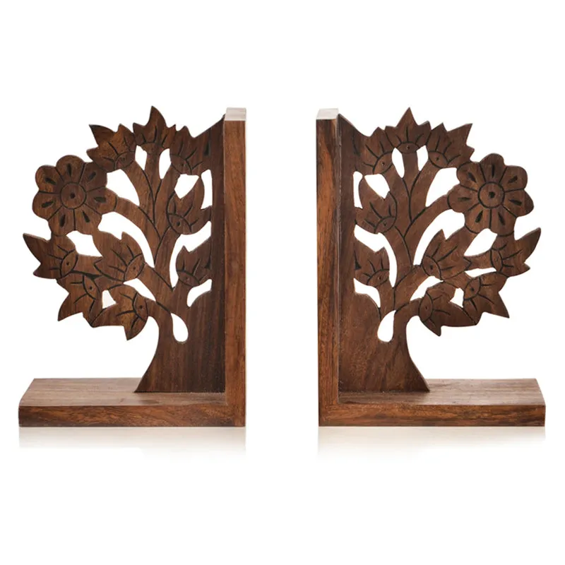 The Story Grove Handcarved Sheesham Wood Book End - Set Of Two media 3
