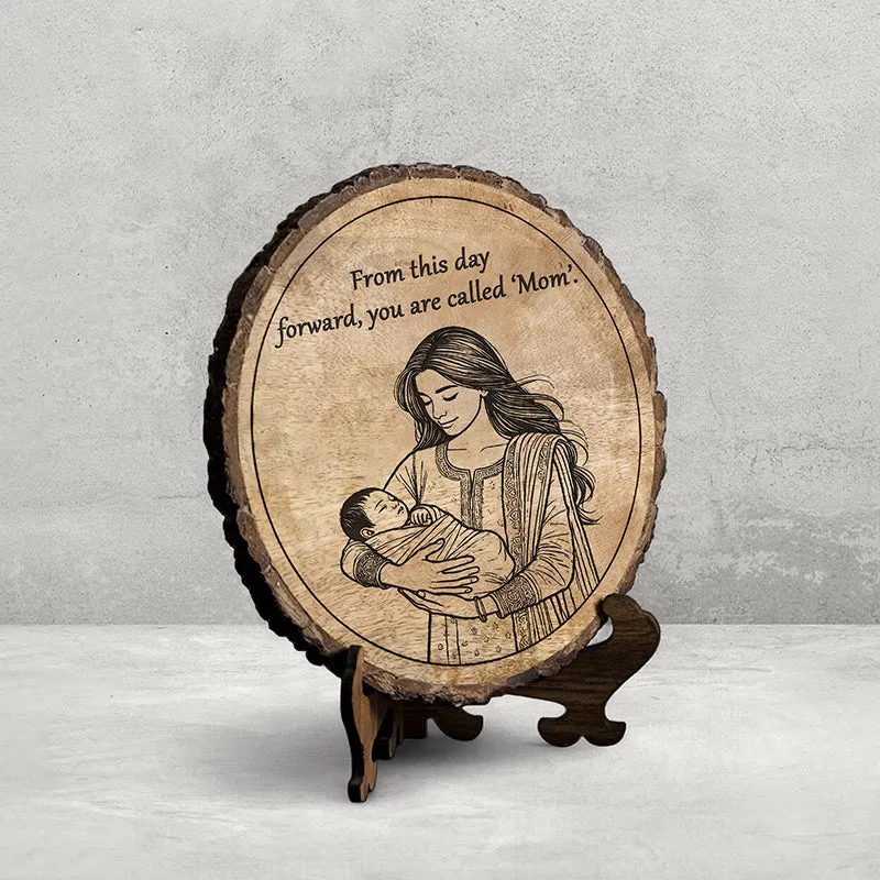 You Are Called "Mom" Wood Showpiece - Round media 3