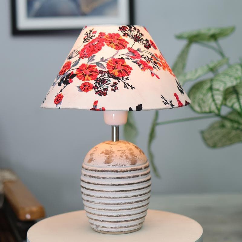 Zaira White Fabric Table Lamp - Multicolor