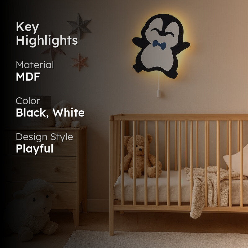 Snuggle Penguin Battery Operated MDF Wall Lamp media 2