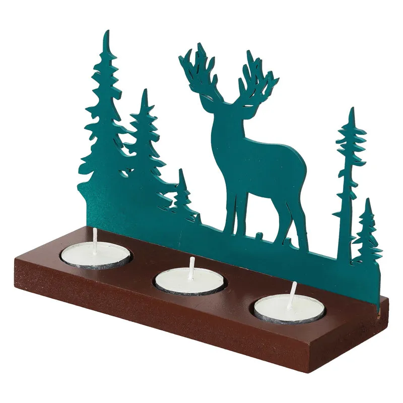 Dasher Wood Christmas Tea Light Holder - Green media 6
