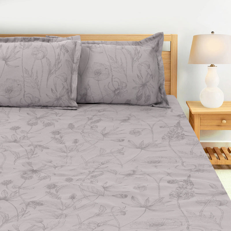 Jonees Printed Cotton Bedsheet (Grey) - 300 TC media 3