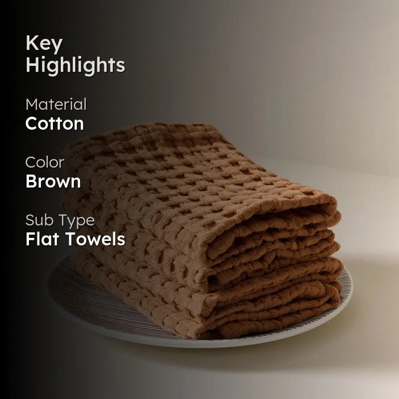 Fluffy Waffle Face Towel (Brown) - Set of Four media 2