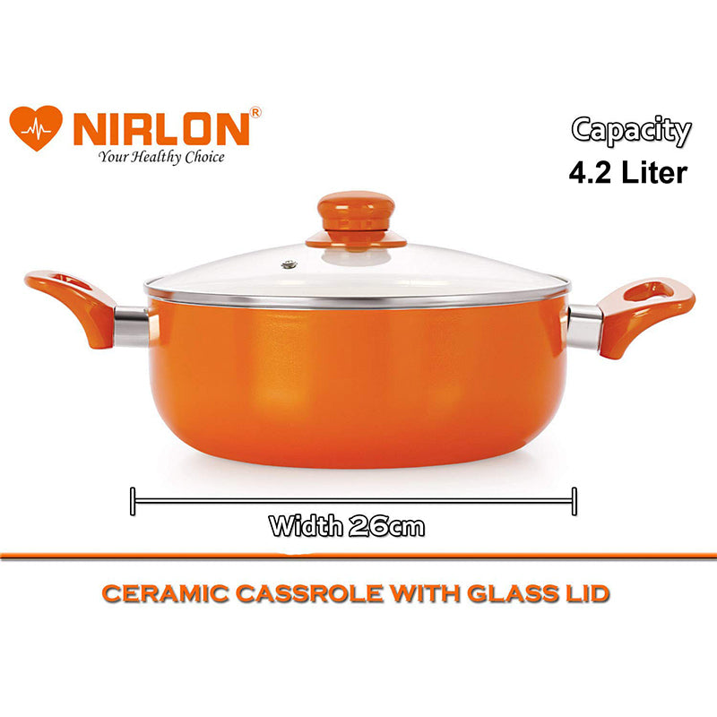 Nirlon Ceramic Coating Non Stick Cooking Pot With Lid - 4200 ML media 4