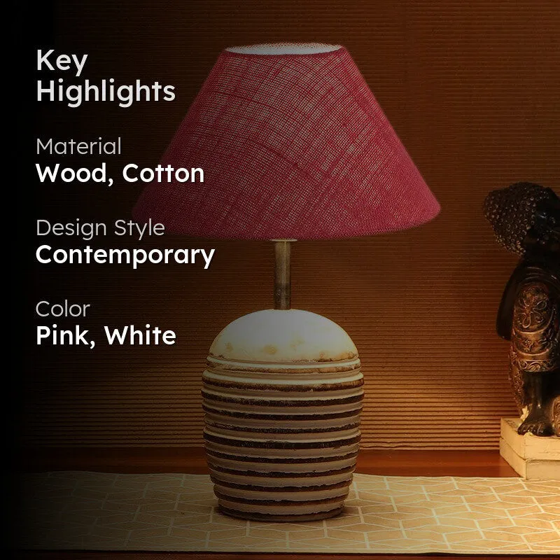 Lumexa Cotton Table Lamp With Wooden Base - Pink media 2