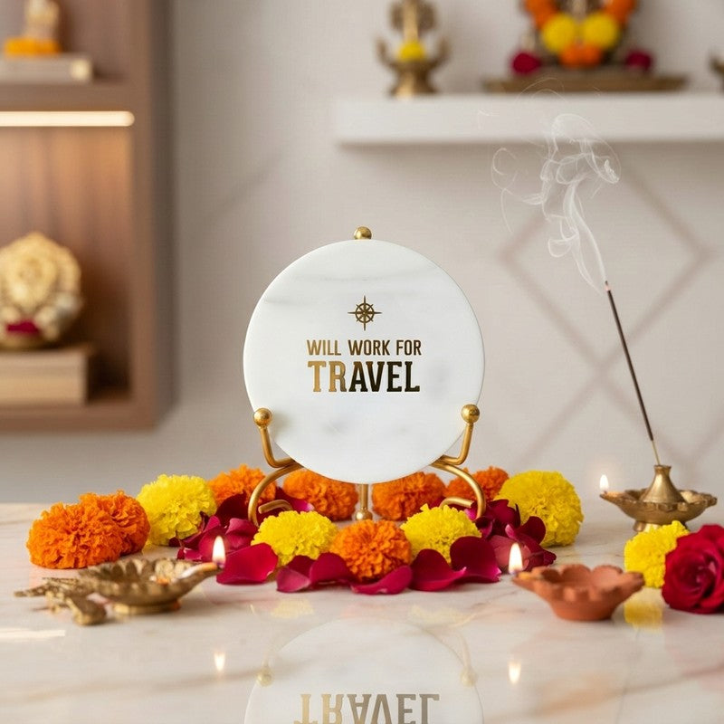 Voyage Muse Marble Showpiece With Stand - White
