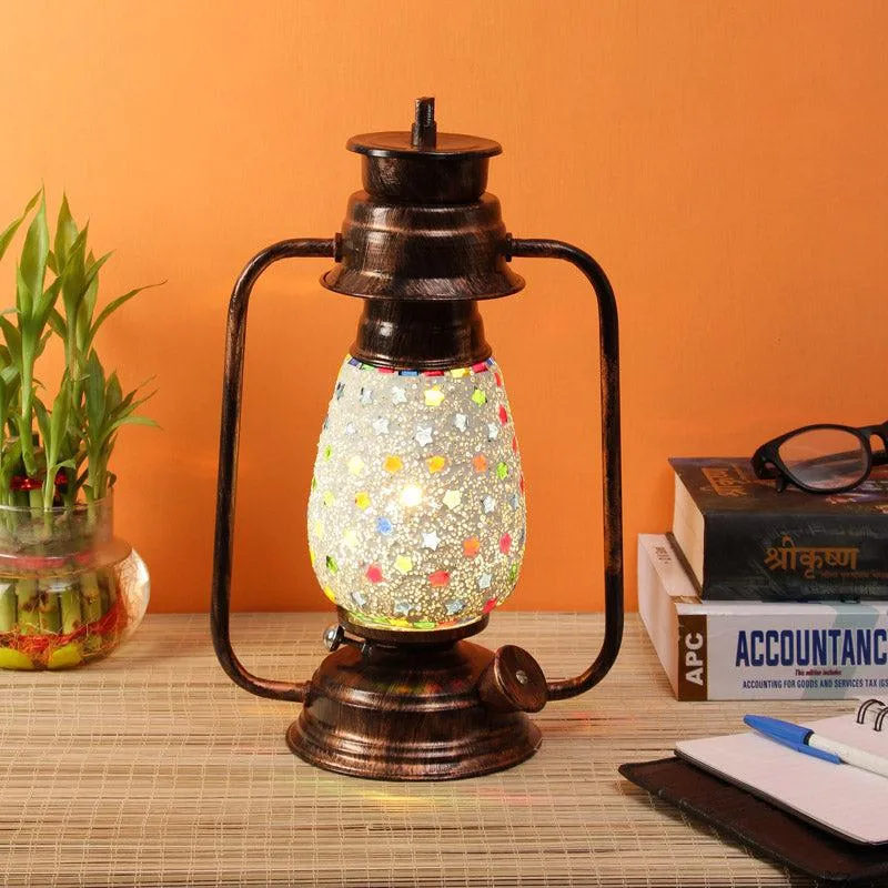 Divyara Mosaic Lantern Iron Table Lamp - Multicolor media 1