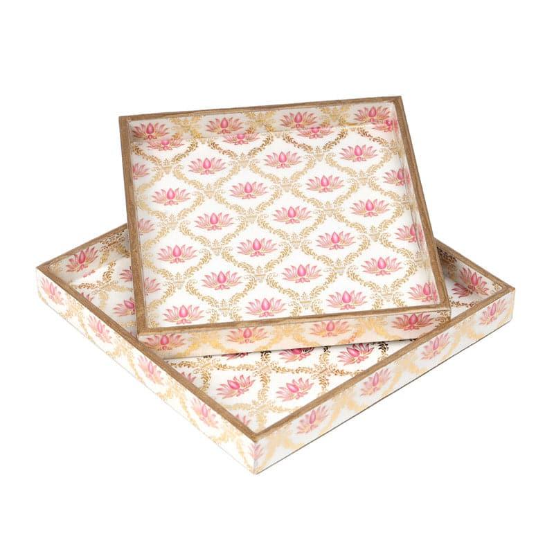 Kamla Kanthara Ethnic Square Tray (Pink) - Set Of Two media 4