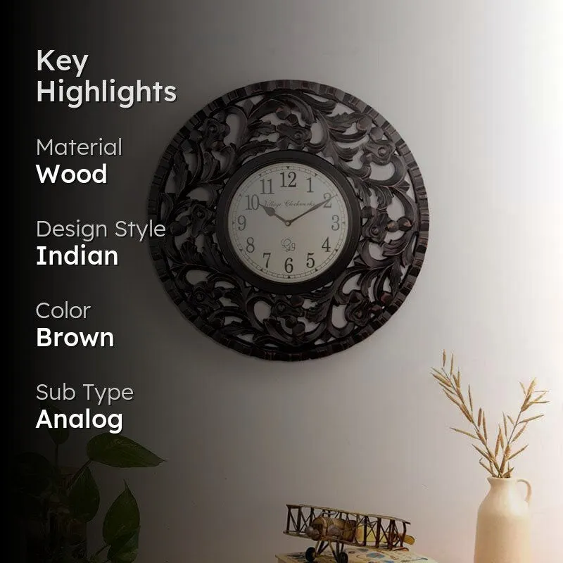 Firewood Handcarved Circular Clock media 2