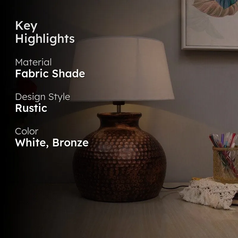 Ruchi Fabric Table Lamp - White,Bronze media 2