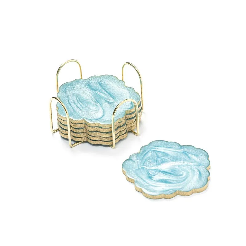 LuxeEdge Decorative Coasters (Blue) - Seven Piece Set media 5