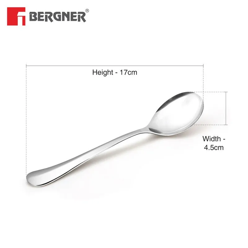 Single silver soup spoon shown with visible length and width proportions