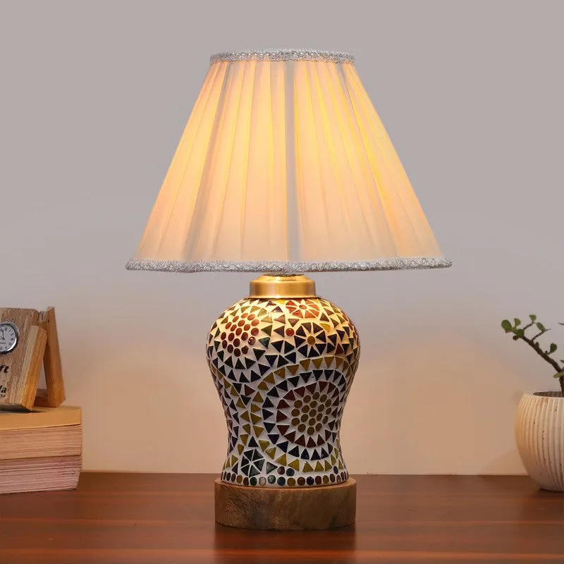 Aurenique Pleated Wooden Table Lamp - Multicolor media 3