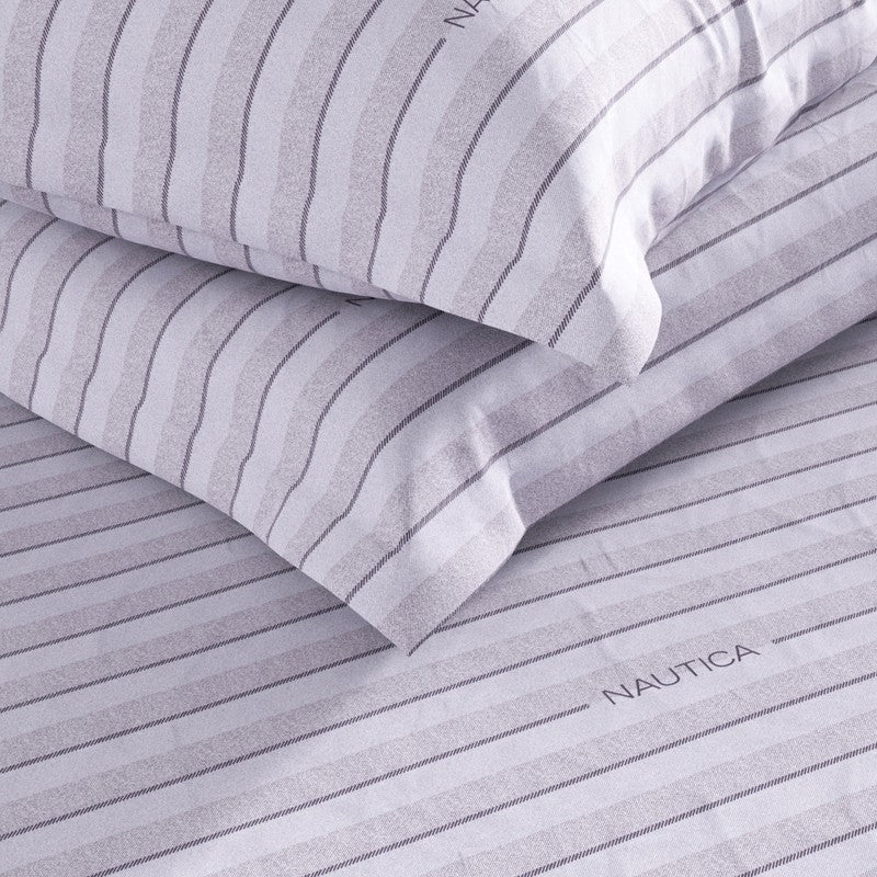 Nautica Lina Striped Cotton Bedsheet (Blue) - 160 TC media 5