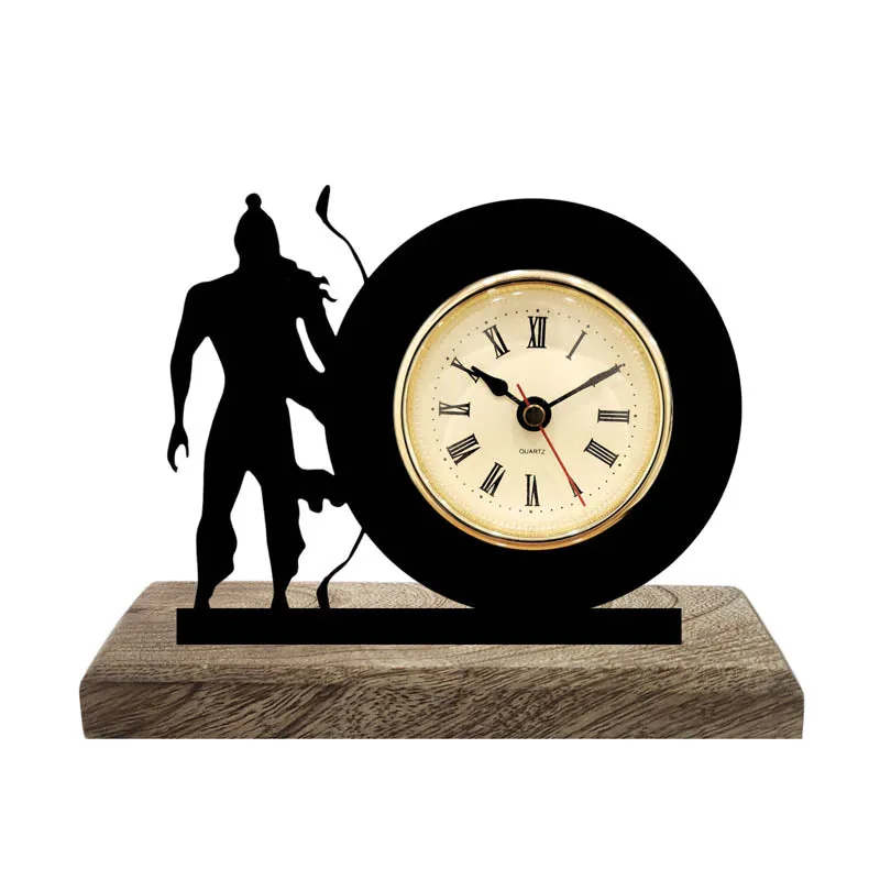 Lord Rama Iron & Mango Wood Table Clock media 3