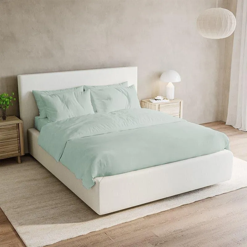 Freyda Solid Cotton Bedsheet (Mint) - 700 TC media 3