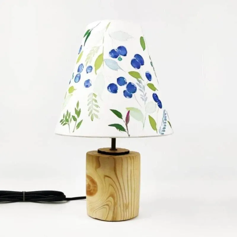 Blue Berry Bath Handpainted Fabric Table Lamp - Multicolor media 6