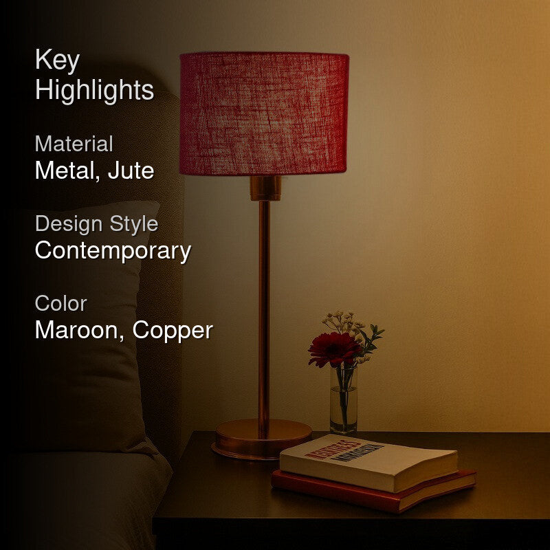 Kavira Enzo Metal Table Lamp - Maroon media 2