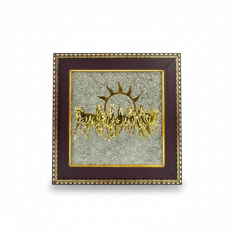Divine Surya Dev Gold Embellished Pyrite Wall Art media 5