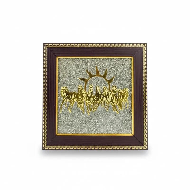 Divine Surya Dev Gold Embellished Pyrite Wall Art media 5