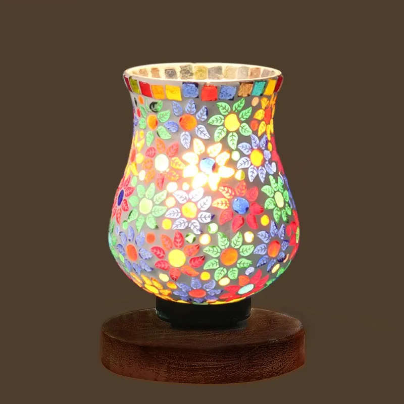 Lumlin Mosaic Glass Table Lamp With Wooden Base - Multicolor media 6