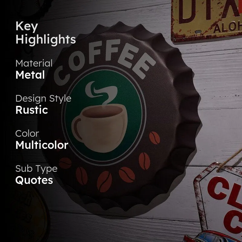 Coffee Bottle Cap Metal Wall Accent media 2