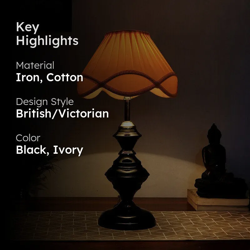 Auririte Cotton Table Lamp With Iron Base - Ivory media 2