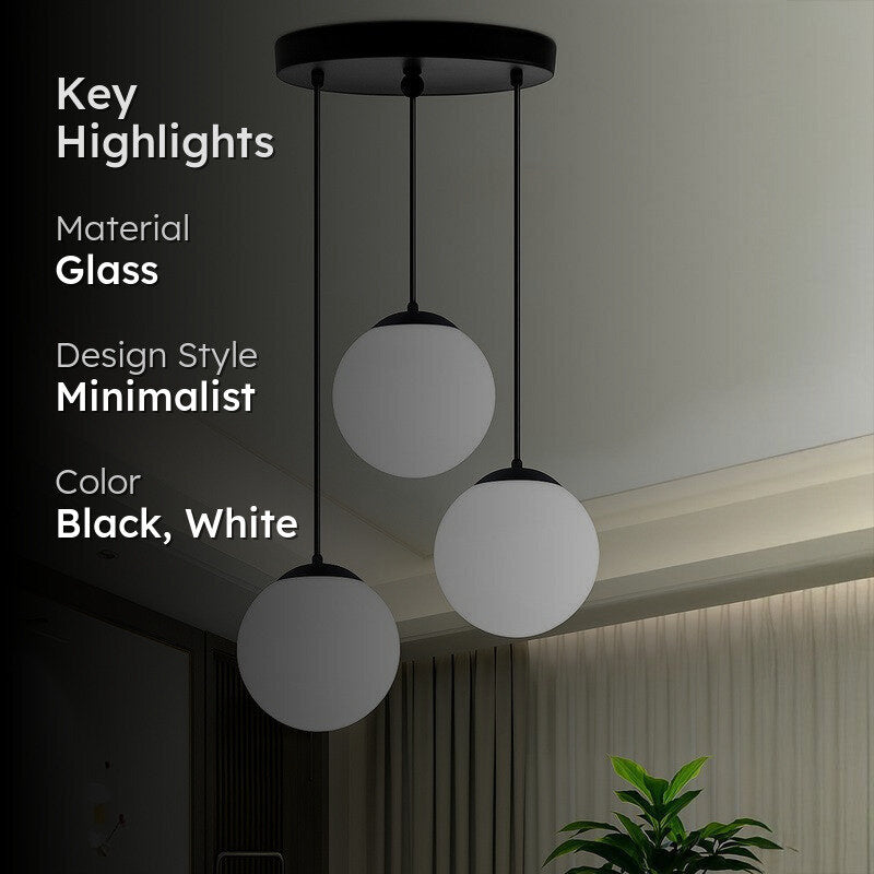 Sand thread Glass Ceiling Lamp - Black & White media 2