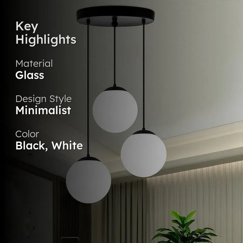 Sand thread Glass Ceiling Lamp - Black & White media 2