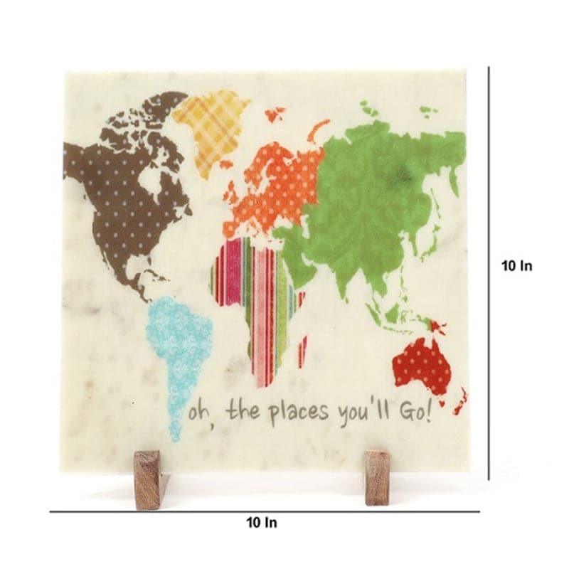World Map Printed Marble Showpiece media 4