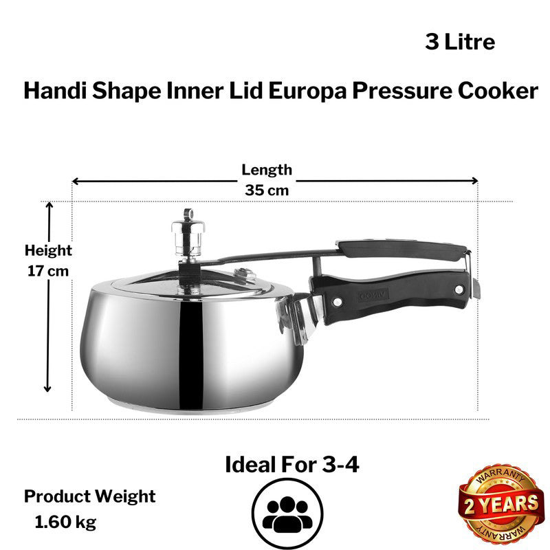 Vinod Zyric Pressure Cooker Stainless Steel - 3000 mL/ 14 Inches media 11